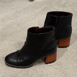 Kork-Ease Black Leather Ankle Booties
